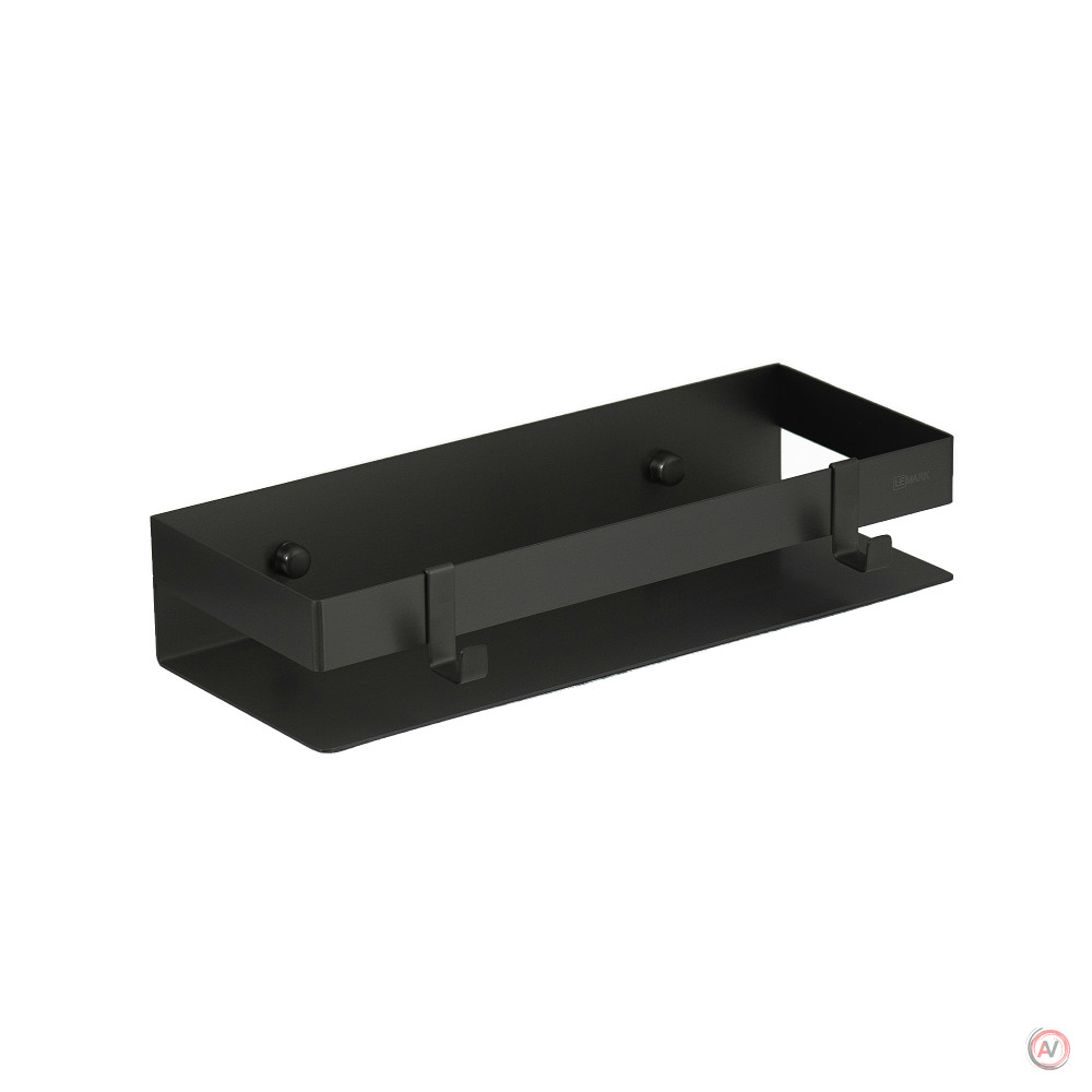Полка для душа прямая Lemark 300 мм SHELF LINE из нерж. стали с крючками, черный